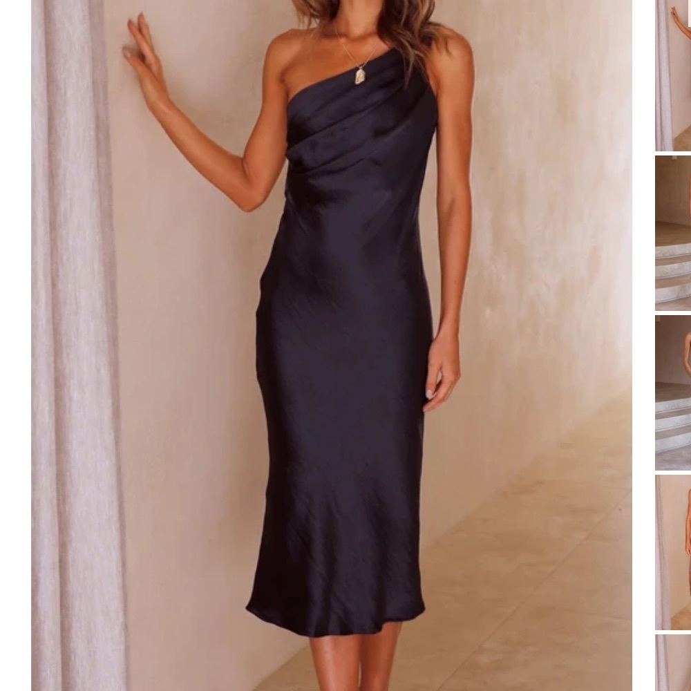 Navvy blue satin dress midi never worn